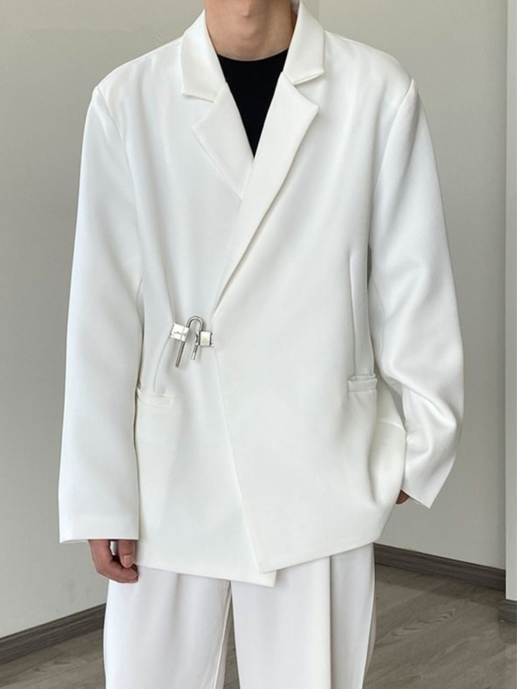 Streetwear Brand Aesthetic - Erkek Beyaz Günlük Blazer Takım Sonbahar