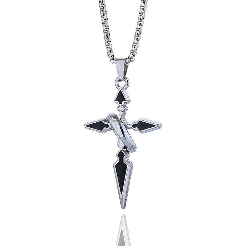 Streetwear Brand Jewelry - Trendy Marka Çapraz Kolye Yüzükli Minimalist