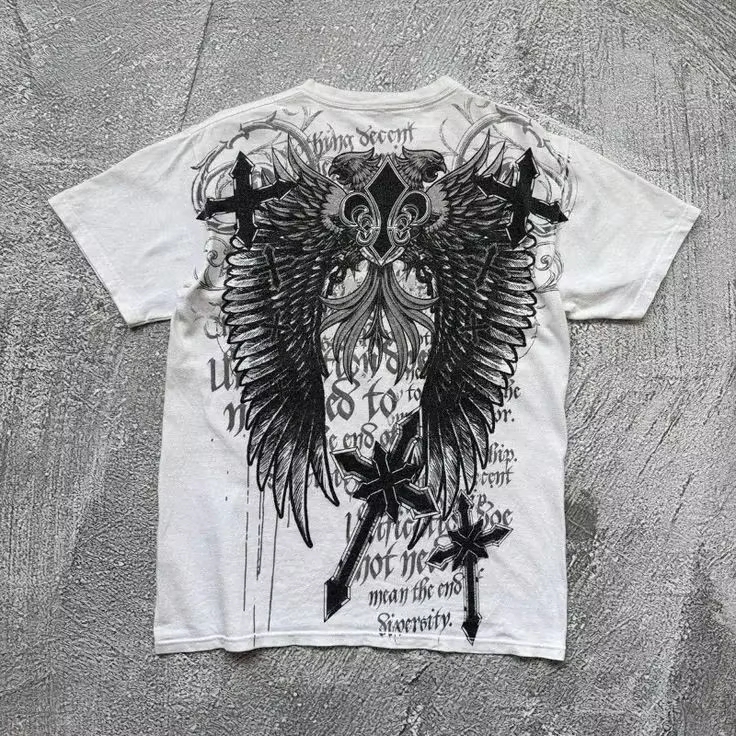 Streetwear Brand Graphics - Y2K Gotik Kanat Çapraz Klasik Amerikan